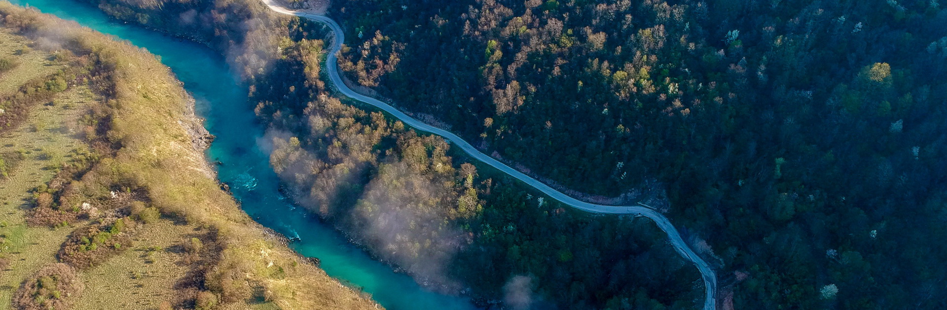 Aerial view of river Drina in Bosnia and Herzegovina, EuropeAerial view of river Drina in Bosnia and Herzegovina, Europe